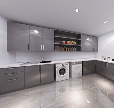 Custom Grey Laundry Room Cabinet Design