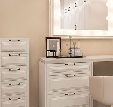 Custom White Wardrobe with Mirror and Drawers Design