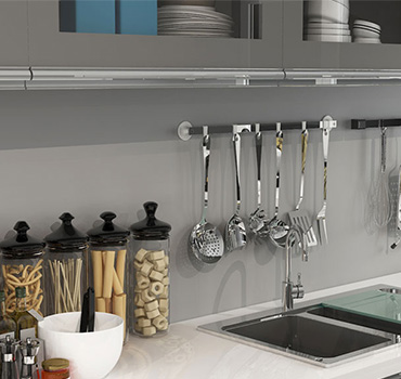 Custom Weathered Grey Kitchen Cabinets Design